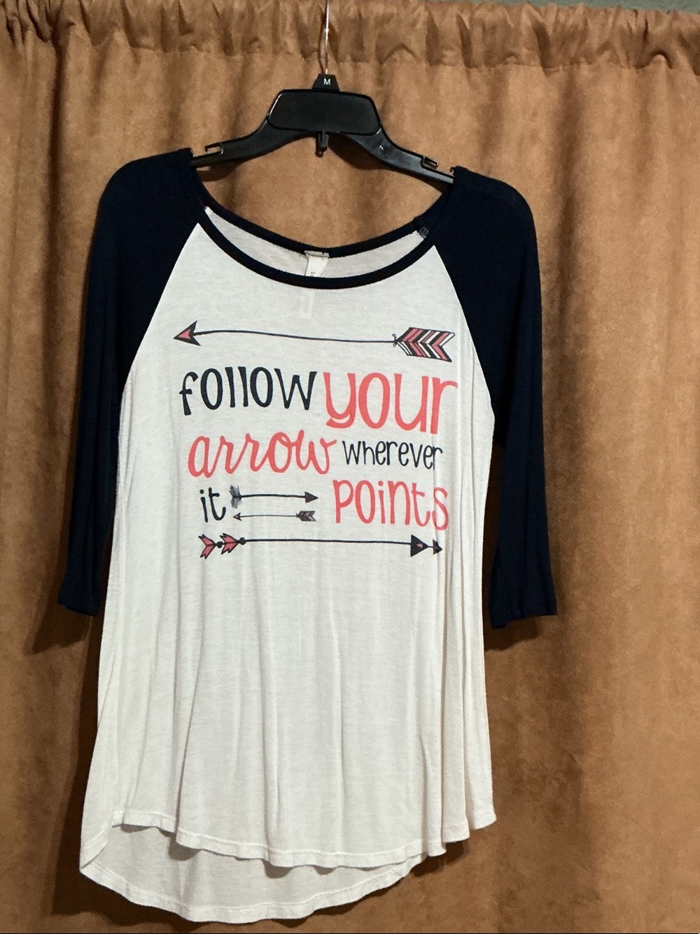 Navy & White Shirt “Follow Your Arrow Wherever It Points”